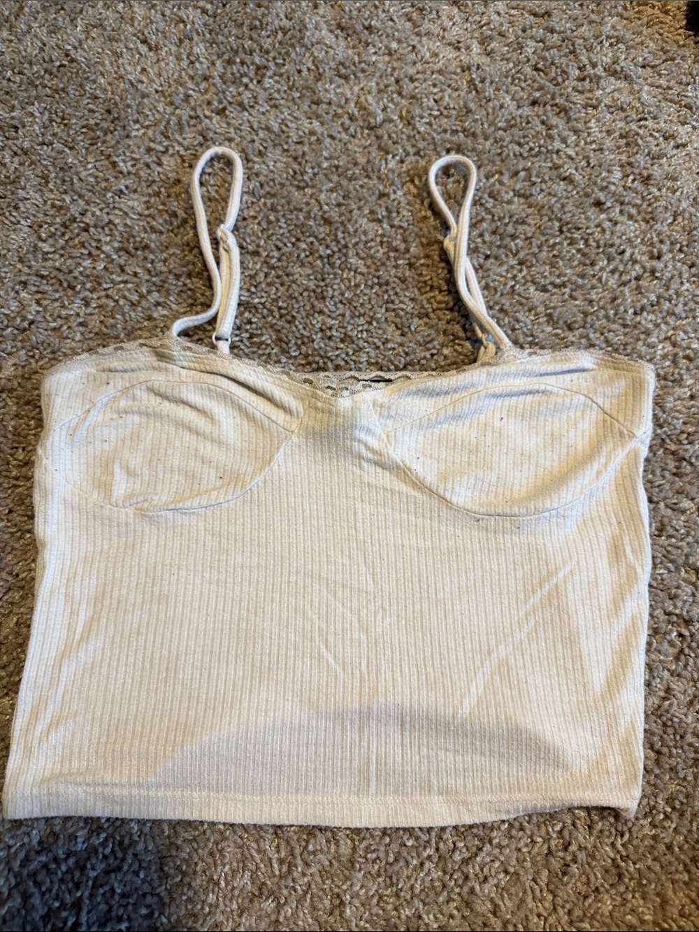 Forever 21 Cream Ribbed Bustier Camisole